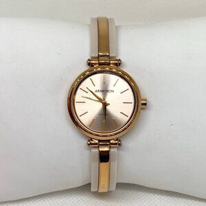 Armitron ceramic women watch rose gold tone 28mm round quartz up to 8” running